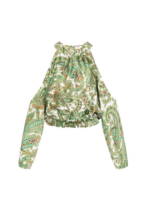 ebeeza Bluse 'Spring Summer'  jade / lysegrøn / lyserød / hvid