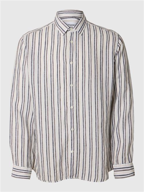 SELECTED Skjorte  sand / natblå / antracit / hvid