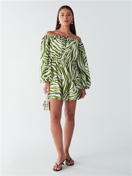 BWLDR Kjole 'BRIA MINI DRESS'  oliven / hvid