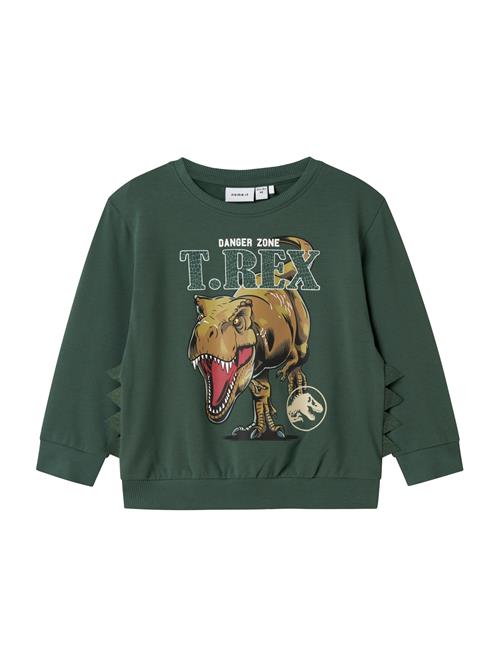 NAME IT Sweatshirt 'NMMJaba Jurassic Park'  oliven / mørkegrøn / grenadine / hvid
