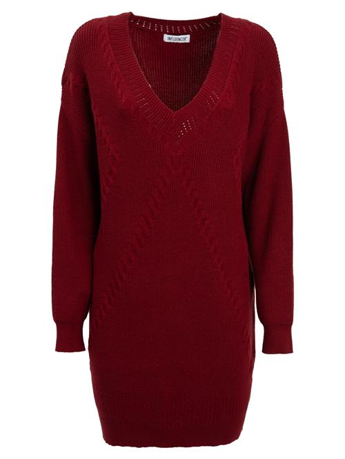 Influencer Strikkjole  mørkerød