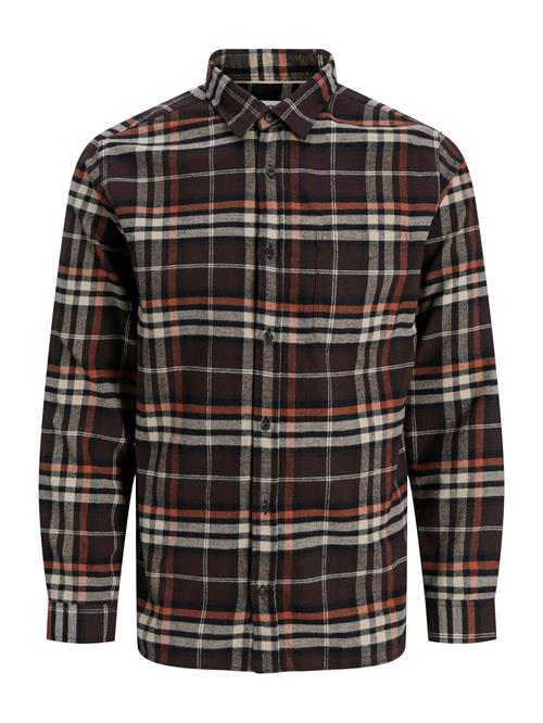 JACK & JONES Skjorte 'JJJames'  ecru / mørkebrun / rustrød / sort