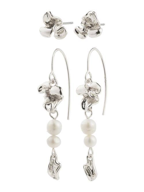 Pilgrim Øreringe 'Luis'  sølv / hvid