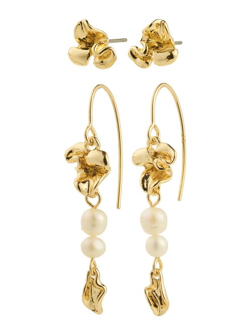 Pilgrim Øreringe 'Luis'  guld / hvid