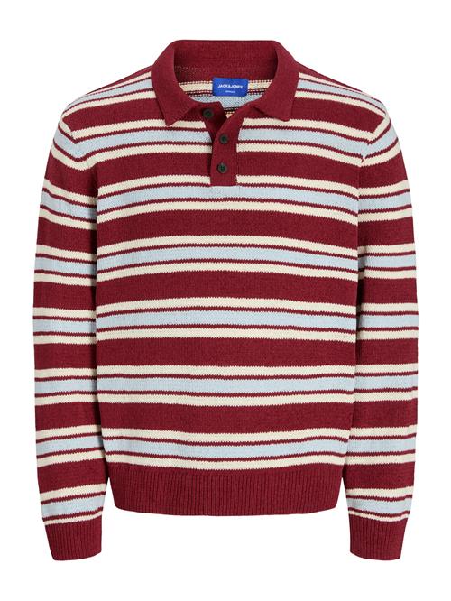 JACK & JONES Pullover 'JORCambridge'  lyseblå / vinrød / hvid