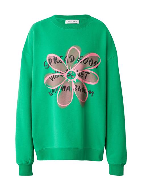 OH APRIL Sweatshirt 'Good Vibes'  lime / lys pink / sort