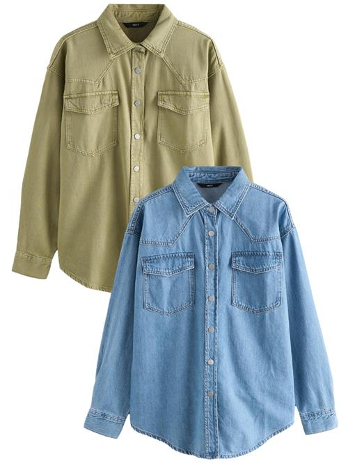 Next Bluse  blue denim / kiwi