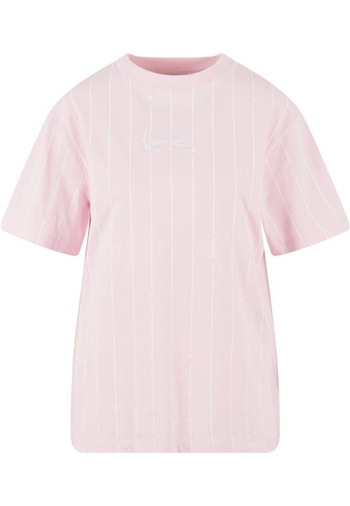 Karl Kani Shirts 'Signature Pinstripe Os'  pastelpink / hvid