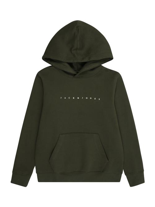 Jack & Jones Junior Sweatshirt 'JJEStar'  mørkegrøn / hvid
