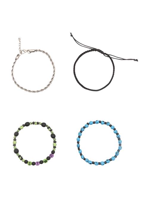 Pull&Bear Armbånd 'STWD'  lyseblå / lysegrøn / sort / sølv