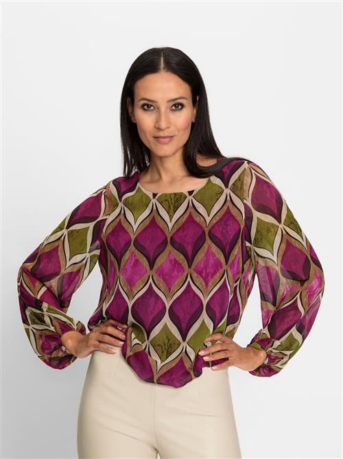 heine Bluse  khaki / oliven / mørk pink