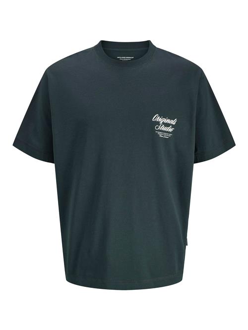 JACK & JONES Bluser & t-shirts 'JORNORREBRO'  mørkegrøn / hvid