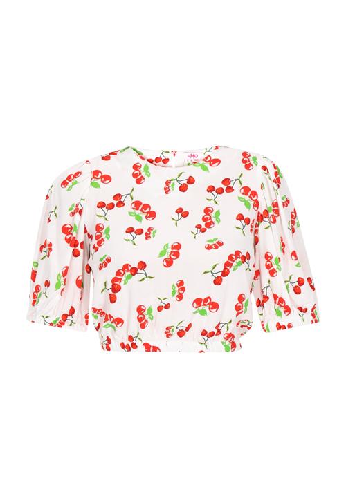 swirly Bluse  græsgrøn / kirsebærsrød / hvid