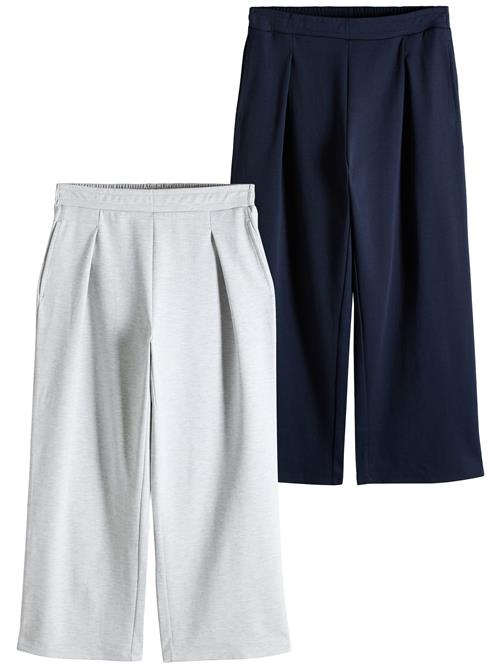 The Set Bukser med lægfolder  navy / grå-meleret