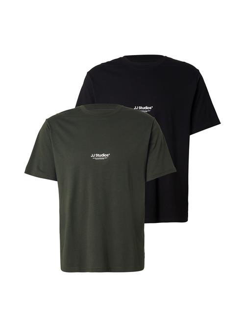 JACK & JONES Bluser & t-shirts 'JJESOHO'  mørkegrøn / sort
