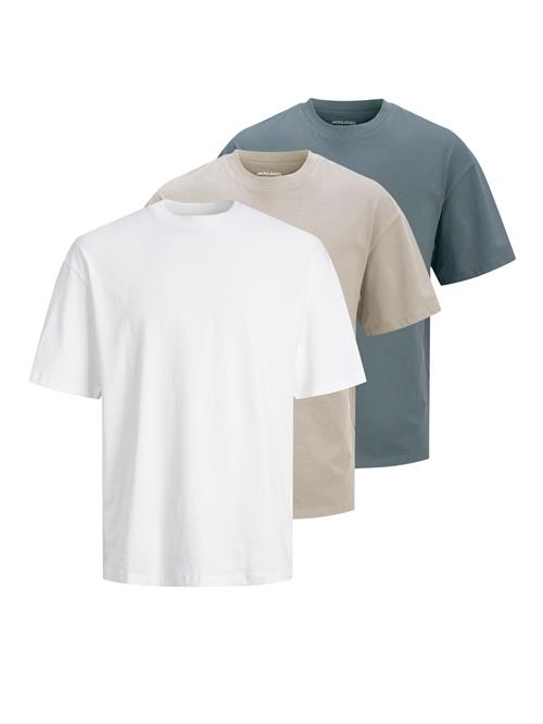 JACK & JONES Bluser & t-shirts 'JJHugo'  beige / basalgrå / hvid