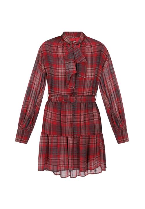 DreiMaster Vintage Blusekjole  mørkegrå / rød / burgunder / hvid