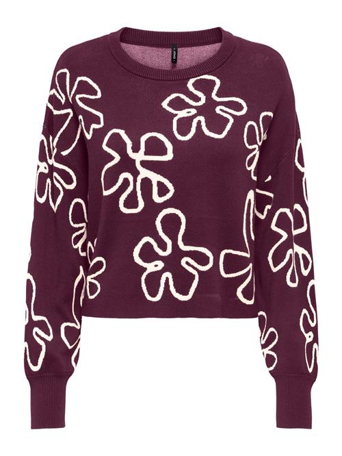 ONLY Pullover 'ONLMONTANA'  vinrød / hvid