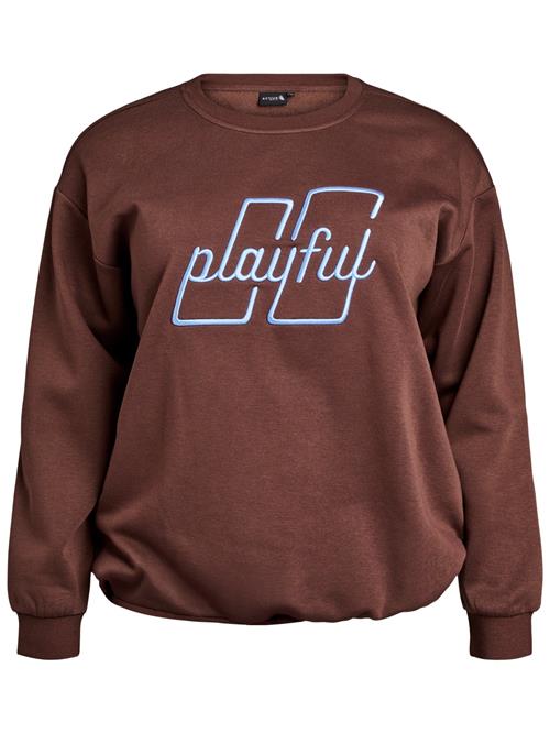 Active by Zizzi Pullover 'Cannie'  lyseblå / mørkebrun