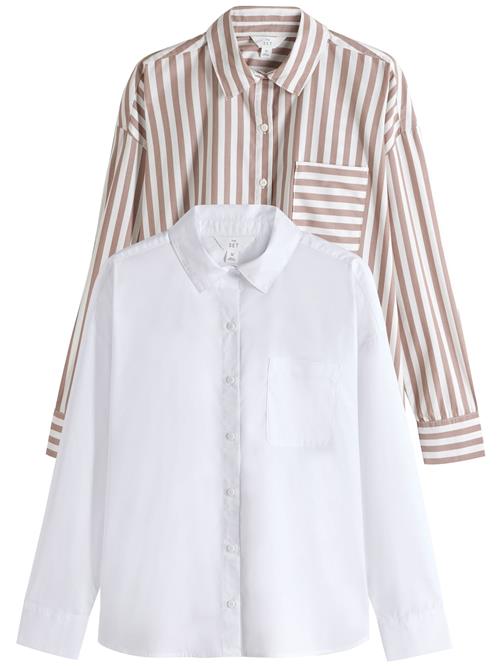 The Set Bluse  mørkebeige / hvid