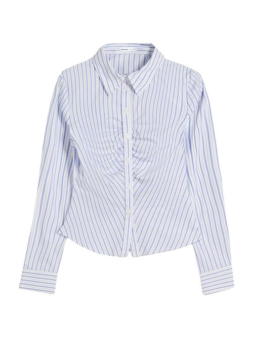 Bershka Bluse  royalblå / lysegrå / hvid