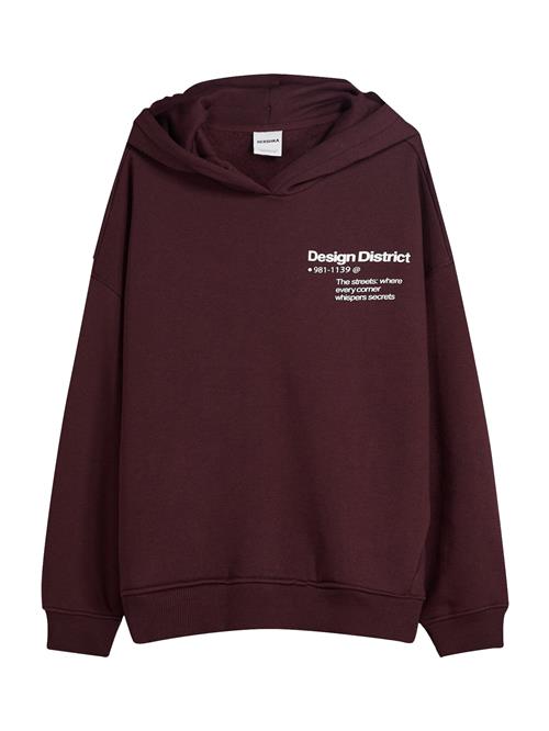 Bershka Sweatshirt  mørkerød / hvid