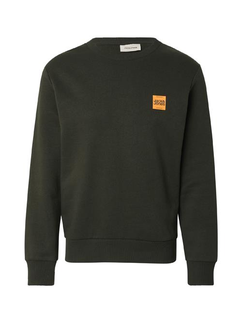 JACK & JONES Sweatshirt 'JJBrandy'  mørkegrøn / lyseorange