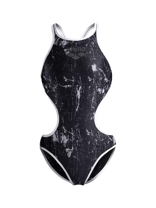 ARENA Badedragt 'LACQUER'  mørkegrå / sort / hvid