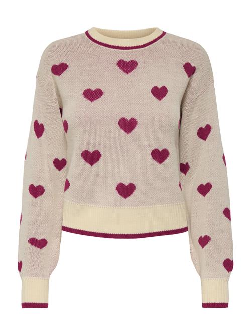 JDY Pullover 'JDYROMANCE'  creme / kit / vinrød