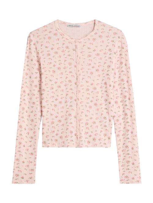Bershka Cardigan  grøn / lyserød / gammelrosa