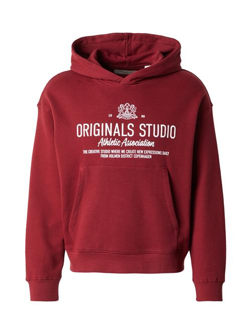 JACK & JONES Sweatshirt 'JORCAMBRIDGE'  bordeaux / hvid