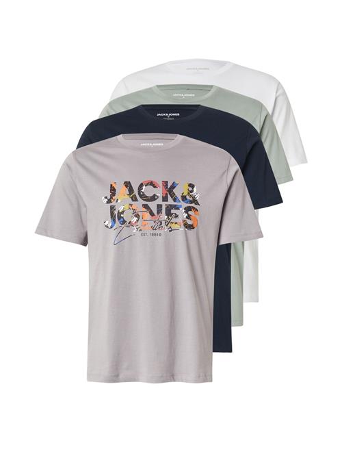 JACK & JONES Bluser & t-shirts 'JJGEPLAS'  navy / lysegrå / grøn / hvid