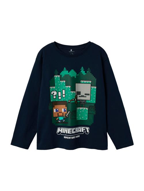 NAME IT Shirts 'NKMAc Minecraft'  navy / græsgrøn / hvid
