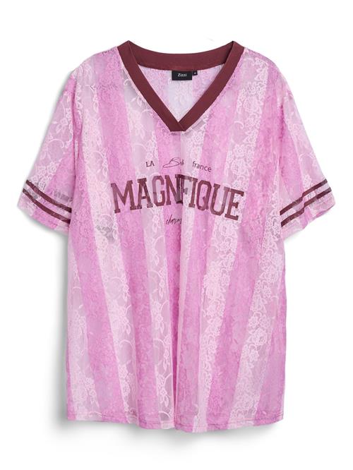 Zizzi Shirts 'EMonica'  pastelpink / lys pink / vinrød