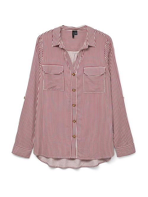 VERO MODA Bluse 'VMBUMPY'  carminrød / hvid