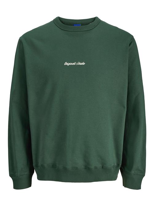 JACK & JONES Sweatshirt 'JORNorrebro'  mørkegrøn / hvid