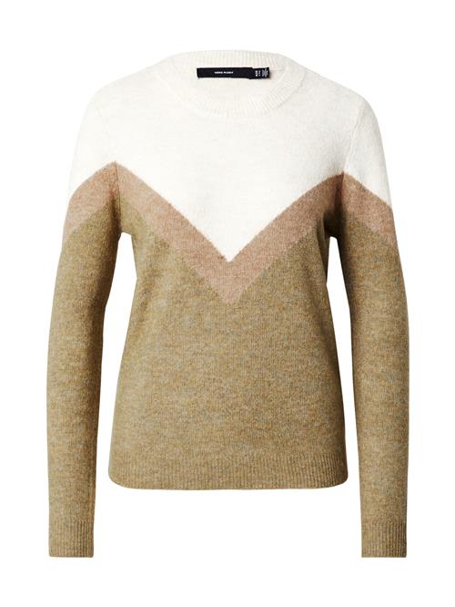 VERO MODA Pullover 'VMPLAZA'  beige / oliven / hvid