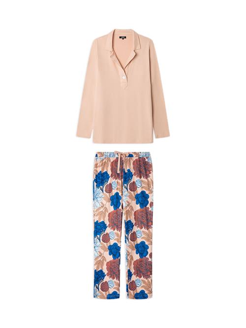 Gisela Pyjamas  beige / blå / rosé / orangerød