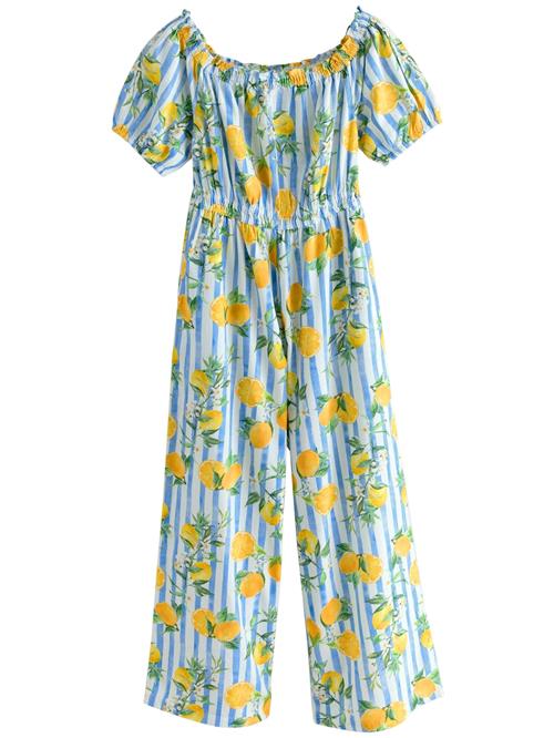 Next Jumpsuit  blå / lyseblå / curry / grøn