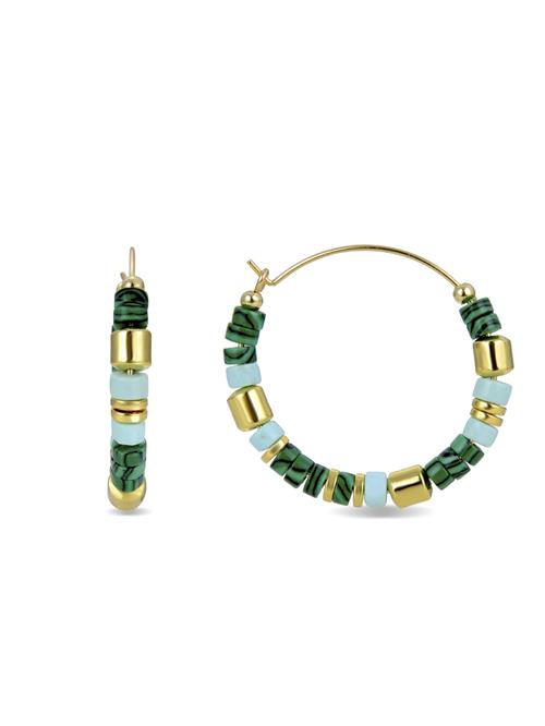 Luxenter Øreringe 'Ihun'  lyseblå / guld / mørkegrøn