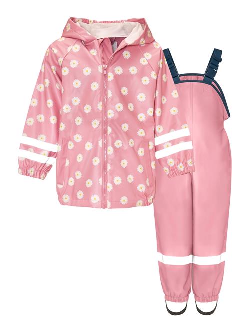 PLAYSHOES Funktionsjakkesæt 'Margerite'  mørkeblå / gul / lyserød / hvid