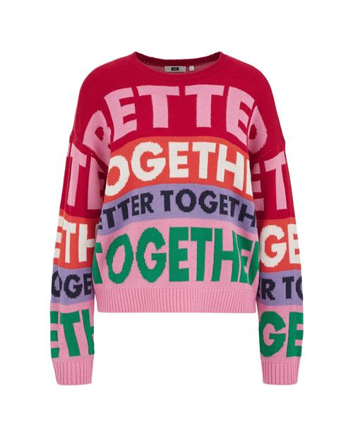 WE Fashion Pullover  grøn / lyserød / mørkerød / hvid