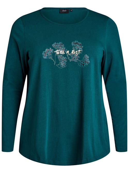 Zizzi Shirts 'Dana'  petroleum / hvid