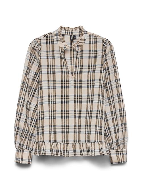 VERO MODA Bluse 'VMMali'  lysebeige / mørkebeige / lysegrå / sort