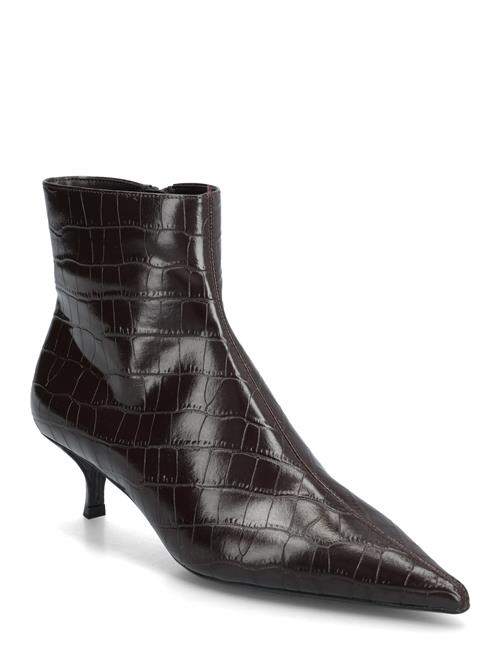 Mango | Croc-Effect Pointed-Toe Ankle Boots | 39