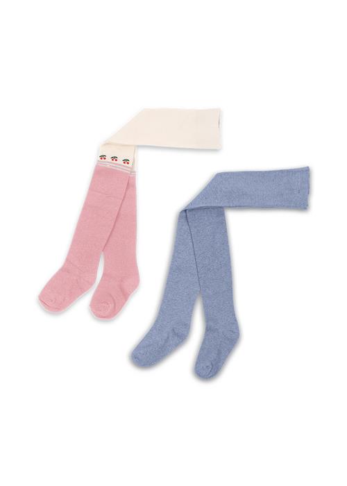 Konges Sløjd Cherry Lurex 2-pak Strømpebukser Purple Pink Dolphin  Purple/Pink Dolphin 116/122 cm  Lilla  116/122 cm  kvinde