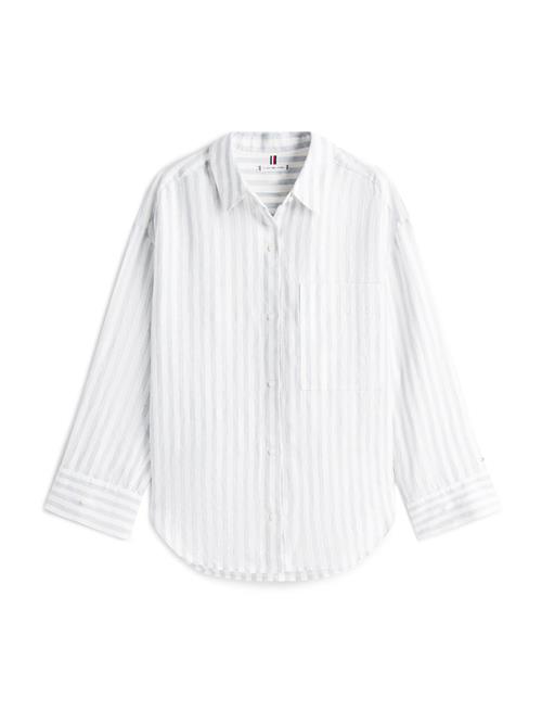 TOMMY HILFIGER Bluse  røgblå / hvid