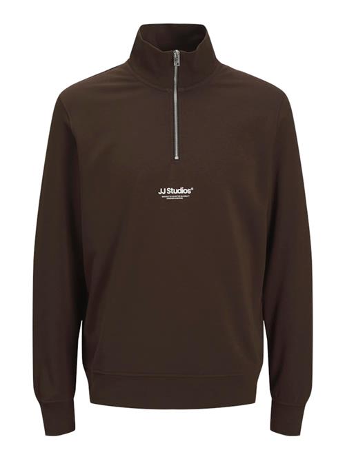 JACK & JONES Sweatshirt 'JJESoho'  mørkebrun / hvid