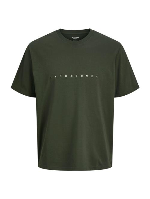 JACK & JONES Bluser & t-shirts 'JJEStar'  mørkegrøn / hvid