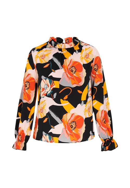 NAEMI Bluse  gul / orange / sort / hvid